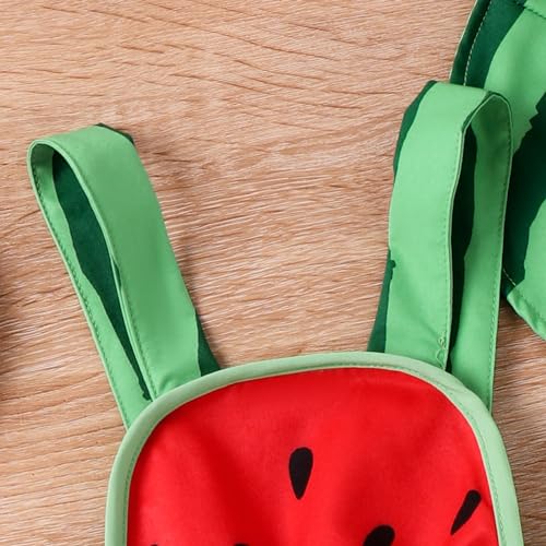 Baby Girl Boy Fruit Romper Summer Clothes Watermelon/Pineapple Square Neck Sleeveless Onesie Overalls with Hat 2 Piece3