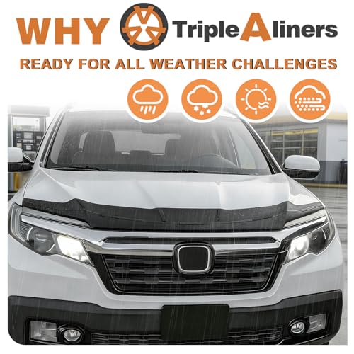 Image of TripleAliners Hood Bug Deflector Protector for 2017-2020 Honda Ridgeline | Hood Protector, Bug Deflector Shield Replacement, Flexible TPE Material, Easy to Install, Upgraded adhesion