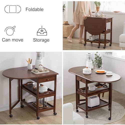 Solid-Rubber-Wood-Extendable-Drop-Leaf-Dining-Table-with-Drawers-and-6-Wheels-Space-Saving-Farmhouse-Table-for-Living-Room-and-Kitchen Solid Rubber Wood Extendable Drop Leaf Dining Table with Drawers and 6 Wheels Space Saving Farmhouse Table for Living Room and Kitchen