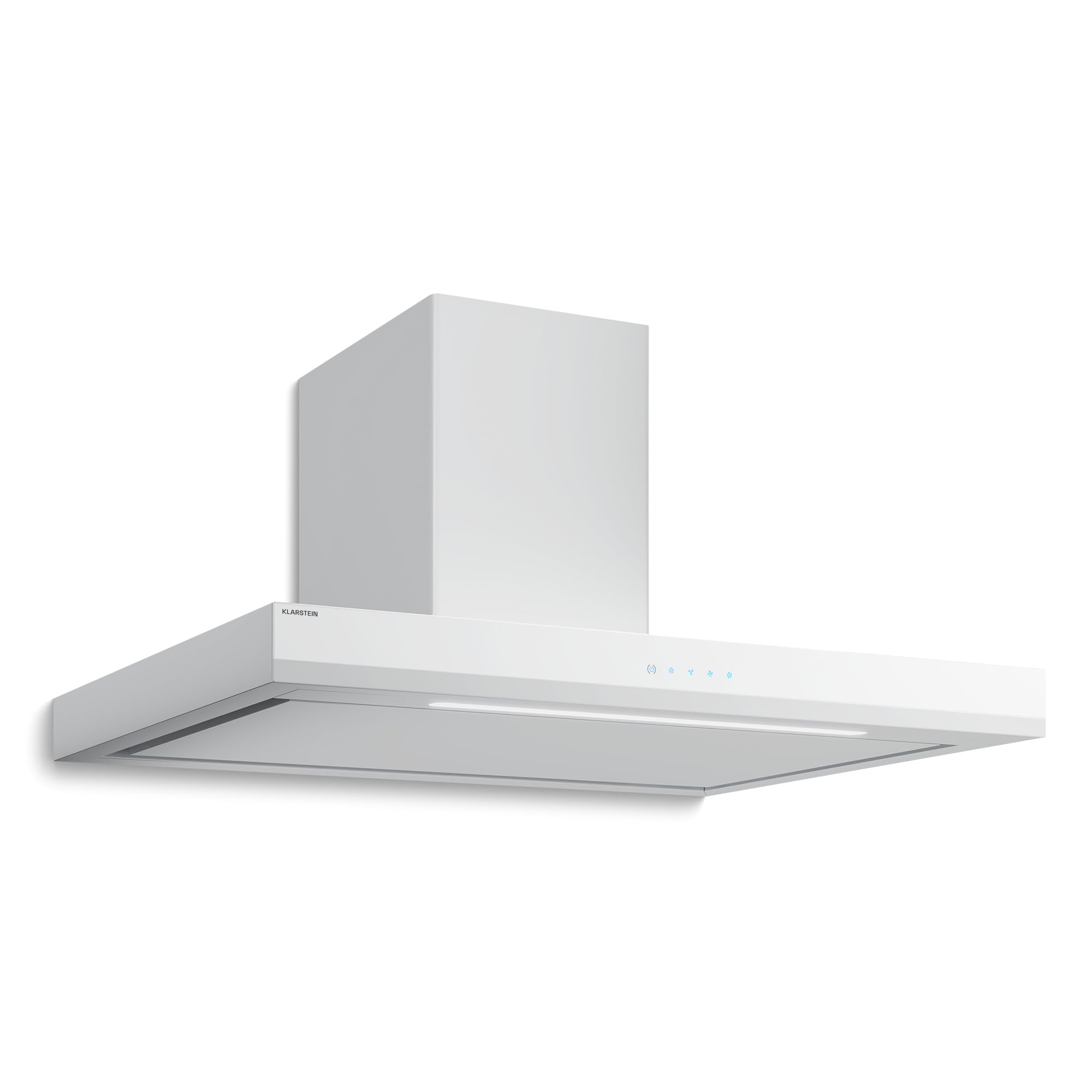 Klarstein Velaire Campana Extractora 90 cm - 595 m³/h, Eficiencia A++, LED, Táctil, Filtro Carbón, 3 Velocidades, Silenciosa, Recirculación & Ducto, Campana Extractora Cocina, Blanco