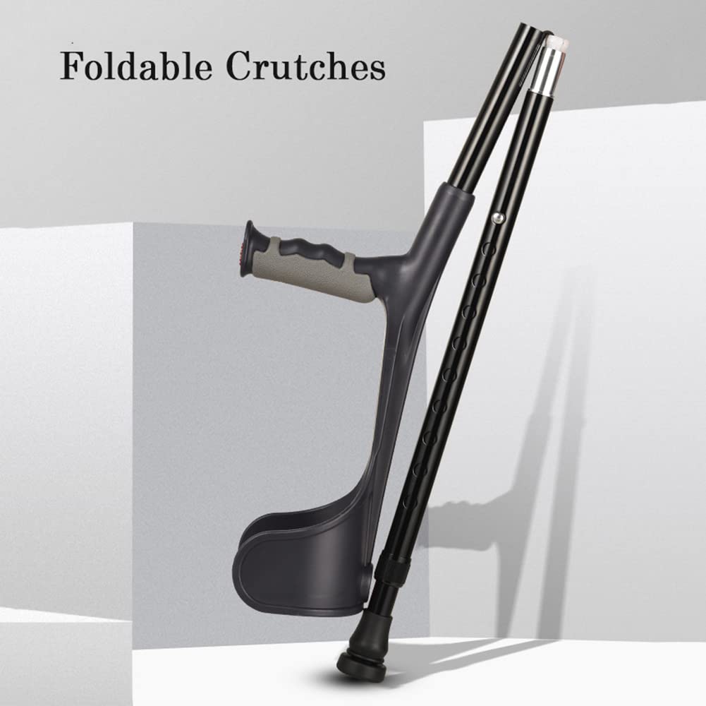 NGD Muletas de Codo para Adultos(x2 uds),Bastones Plegables para Mayores de Aluminio con Cuentas Reflectantes,Muletas Ortopédicas de Regulables en Altura(Altura Aplicable: 140-185 cm)