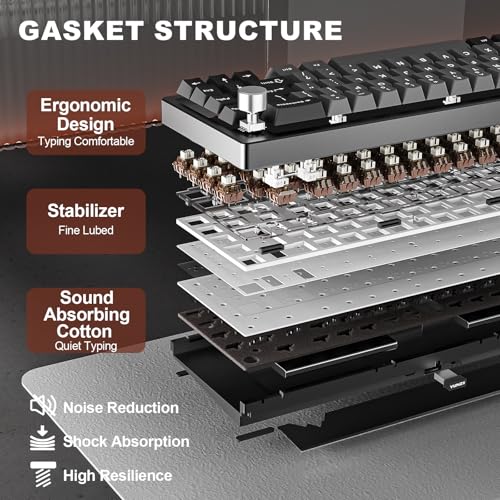 Image of YUNZII AL68 Wireless Mechanical Keyboard,Full Aluminum CNC,60% Layout with Knob, QMK /VIA Software,Gasket Mounted,Hot Swappable,RGB Backlit,BT /2.4G /USB-C for Mac /Win (Black, Cocoa Cream V2)