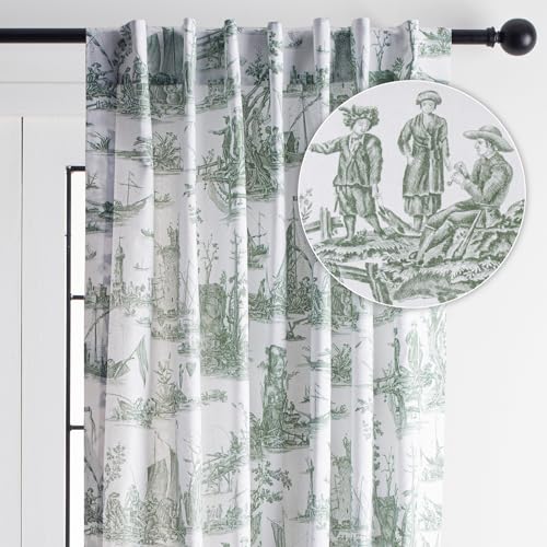 Rideau coton Maison d'Hermine 50"x96" vert Calais