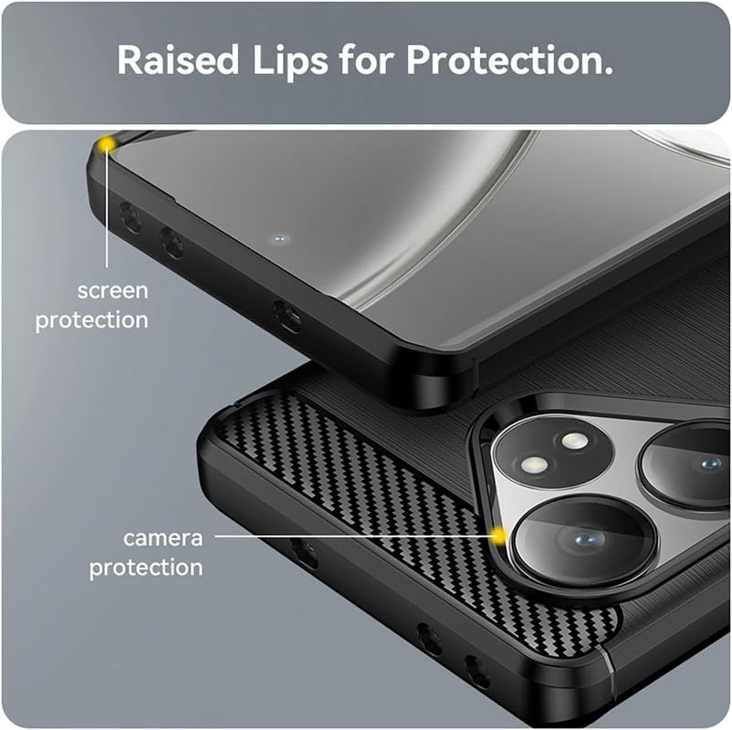 Image of NPRC Hybrid Ultra Slim Protective Case TPU Non-Slip Carbon Fiber Texture Shockproof Case Cover for Realme GT 6 - Black