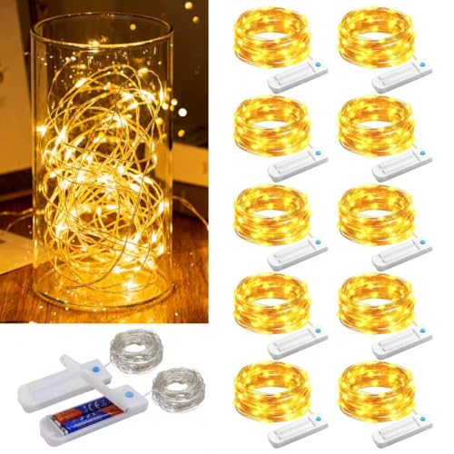 ZNYCYE 10 Pack Fairy Lights with Timer,10ft 30 LED String...