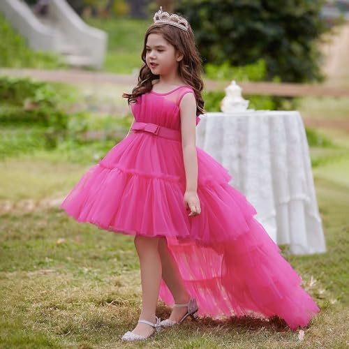 High Low Tulle Pageant Gown Tiered Flower Girl Dress Layered Ball Gown Kids Birthday Party Dress3