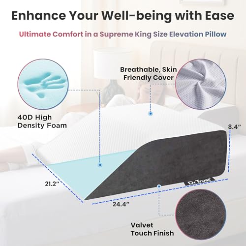 Image of Dr Trust USA Leg Elevation Wedge Pillow for Rest When Sleeping, Varicose Veins, Pain Relief Post Surgery, Pregnancy Swelling Cushion, Orthopedic Elevator Support Back, Knee -363