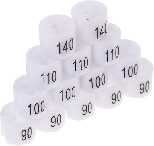 TEHAUX 100 piezas de tamaño de grano de color de codificación de tamaños de etiquetas, kit surtido de divisores de tamaño de ropa, divisores de riel