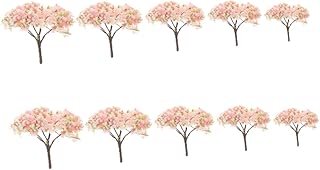 UTHCLO 10 Piezas Mini Árbol De Sakura Modelo Decoración Arquitectura Paisaje Arboles Paisaje De Mesa De Arena Miniatura Exterior Pequeño Provenir Boda Mini Árboles Escena Falso Rosa Abs