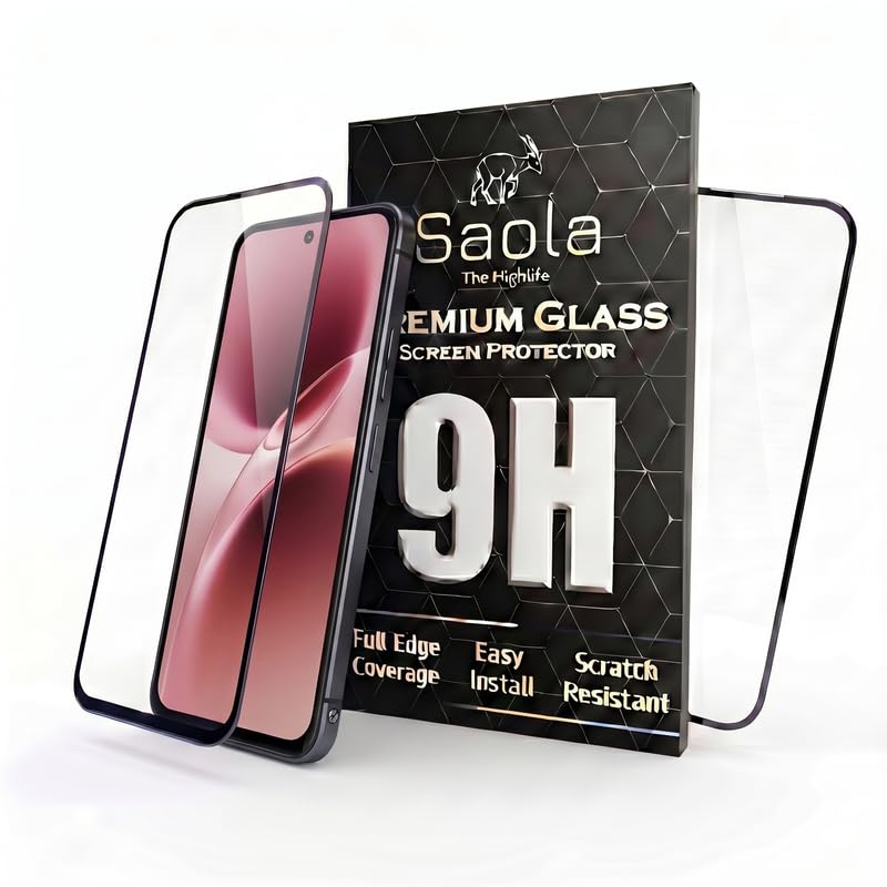 Image of Saola HD+ Oleophobic Tempered Glass For Vivo V70 Elite (Pack Of 2) with Hassle-less Installation Kit. Full screen Coverage. 6.59 inch