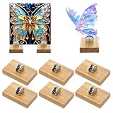 Leooomap 6 Pcs Stained Glass Stand, Wood Adjustable Glass Display Stands Easel for Art Creations, Ceramic Tiles, Plates, Pictures, Collectibles - Home, Office, Trade Show, Retail Display Holder