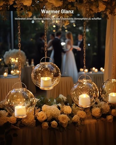 Homemory 12 led teelichter mit Timer, elektrische flackernde batteriebetriebene Kerzen, 6 Stunden an und 18 Stunden aus, 3.2x3.6 cm, Plastik