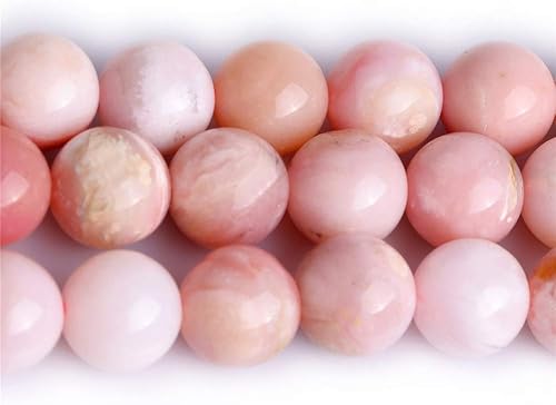 Vista 2 de Cuentas de piedras preciosas redondas de ópalo rosa semipreciosas naturales de 0.315 in para hacer joyas, 15 pulgadas