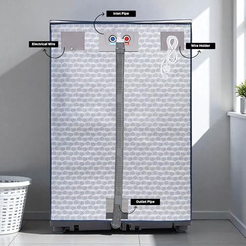Image of Homestrap Top Load Washing Machine Cover | Waterproof & Dustproof Fabric Protector | Fits 6-7.5 kg Fully Automatic Machines | Compatible with LG, Samsung, Whirlpool, IFB & More | WHITE