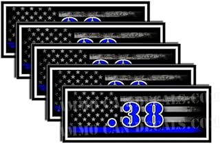 Speed Demon Hot Rod Shop LLC .38 Blue Line American Flag Ammo Can Labels Ammunition Decals Army Firearm Labels 5 Pack Vinyl 3