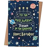 HEJOYN Teacher Birthday Card, Happy Birthday Cards & Gift for Teacher from Student