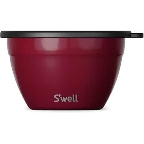 S'well Stainless Steel Salad Bowl Kit 64oz, Wild Cherry, Comes with 2oz Mini Canister and Removable Tray for Organization, Leakproof, Easy to Clean, Dishwasher Safe