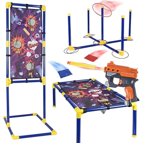 ISMETACU 3 in 1 Bean Bag Toss Game,Ring Toss Game,Shooting Game Toys for Boys and Girls Aged 3-8,Outdoor Toys for Kids Ages 4-8,Family Yard Games for Kids and Adults,Toy Gifts for Boys Girls Ages 3-8 Cover