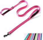 Poignée double laisse pour chien 6ft, Nylon réfléchissant avec rembourré pour un contrôle supplémentaire à l'extérieur de plomb d'entraînement durable pour petits chiens de race moyenne de grande taille, 1-Inch Largeur, tétée