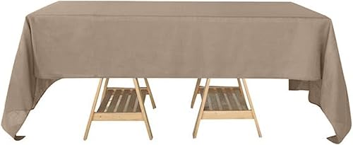 Miniatura 7 de Efavormart - Mantel rectangular de lino sintético de primera calidad de 60 x 126 pulgadas, color gris topo, mantel sin arrugas