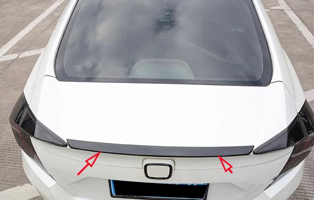 Car Accessories Fit for Honda Civic 10th Gen 2016-2021 ABS Exterior Rear Trunk Lip Wing Spoiler Cover Trim (Glossy Black) 1PC Set