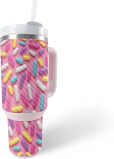 MightySkins Carbon Fiber Skin Compatible With Stanley The Quencher H2.0 FlowState 40 Oz Tumbler - Sprinkles | Protective, Durable Textured Carbon Fiber Finish | Easy To Apply, Remove, and Change Style
