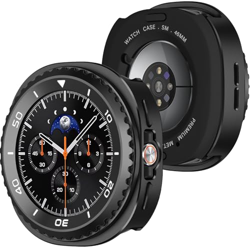 Amizee Metalowe etui kompatybilne z zegarkiem Samsung Galaxy Watch 8 Classic 46 mm, wytrzymałe etui ochronne z tylną obu