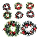 MAGICLULU 8 Piezas Accesorios de casa de muñecas decoración de Navidad en Miniatura Mini Coronas navideñas Artificiales