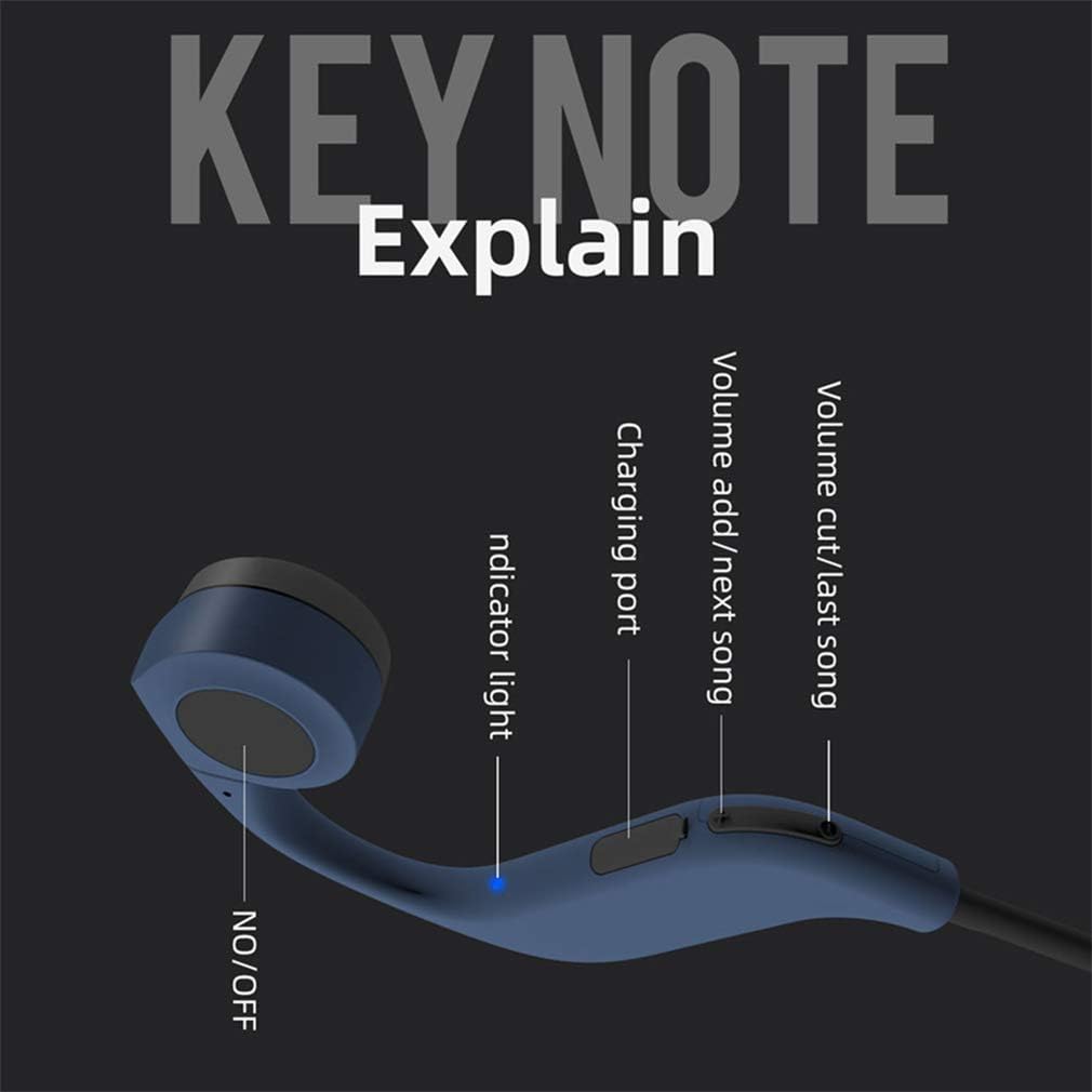 Bone Conduction Headphones, Wireless Bluetooth 5.0 Stereo Earphones IPX5 Sports Headset Built-in Dual HD Mic, for Running, Sports, Fitness,Gray