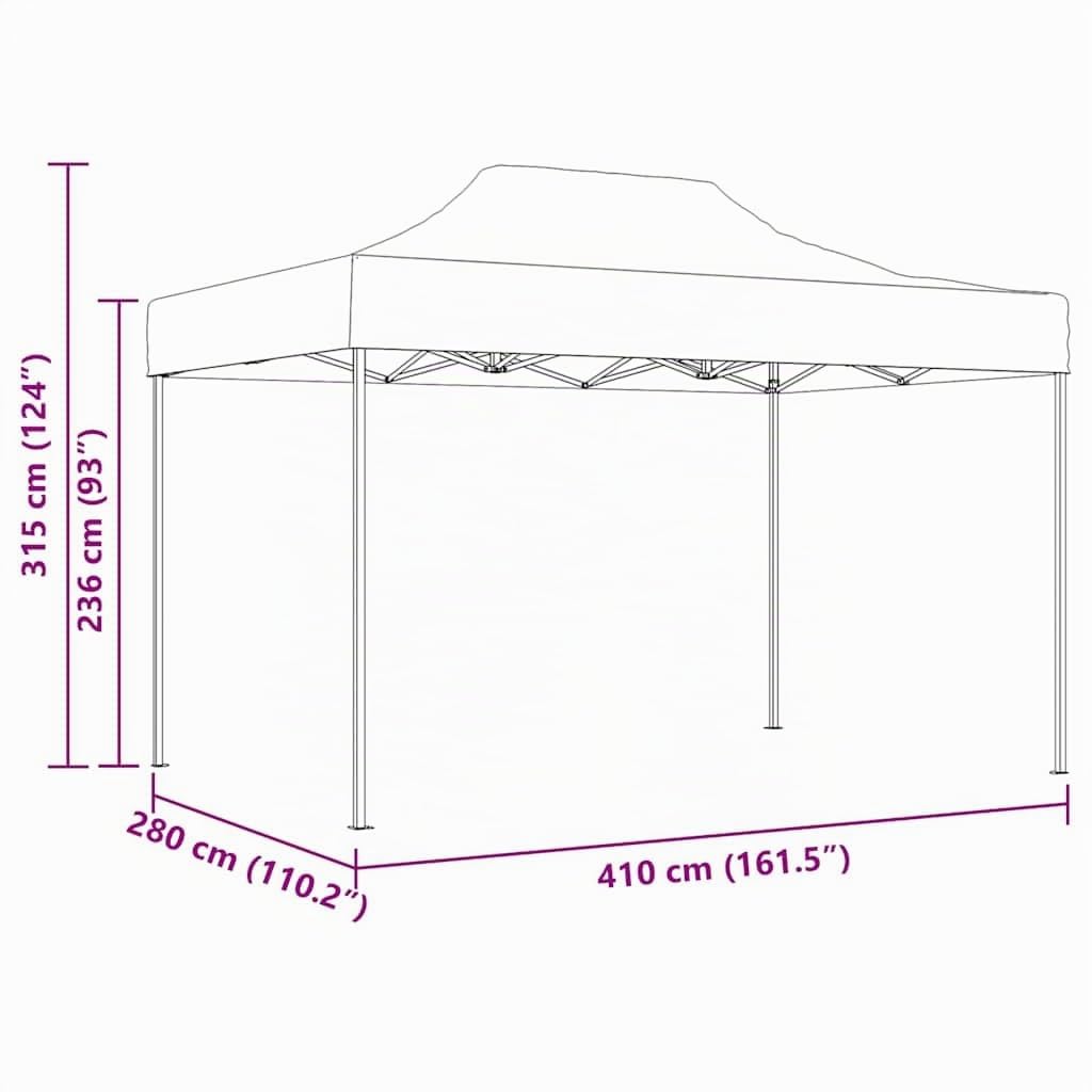vidaXL Tente de Réception Pliable Tonnelle de Jardin Tonnelle de Patio Pavillon de Terrasse Auvent d'Extérieur 3x4 m Acier Anthracite