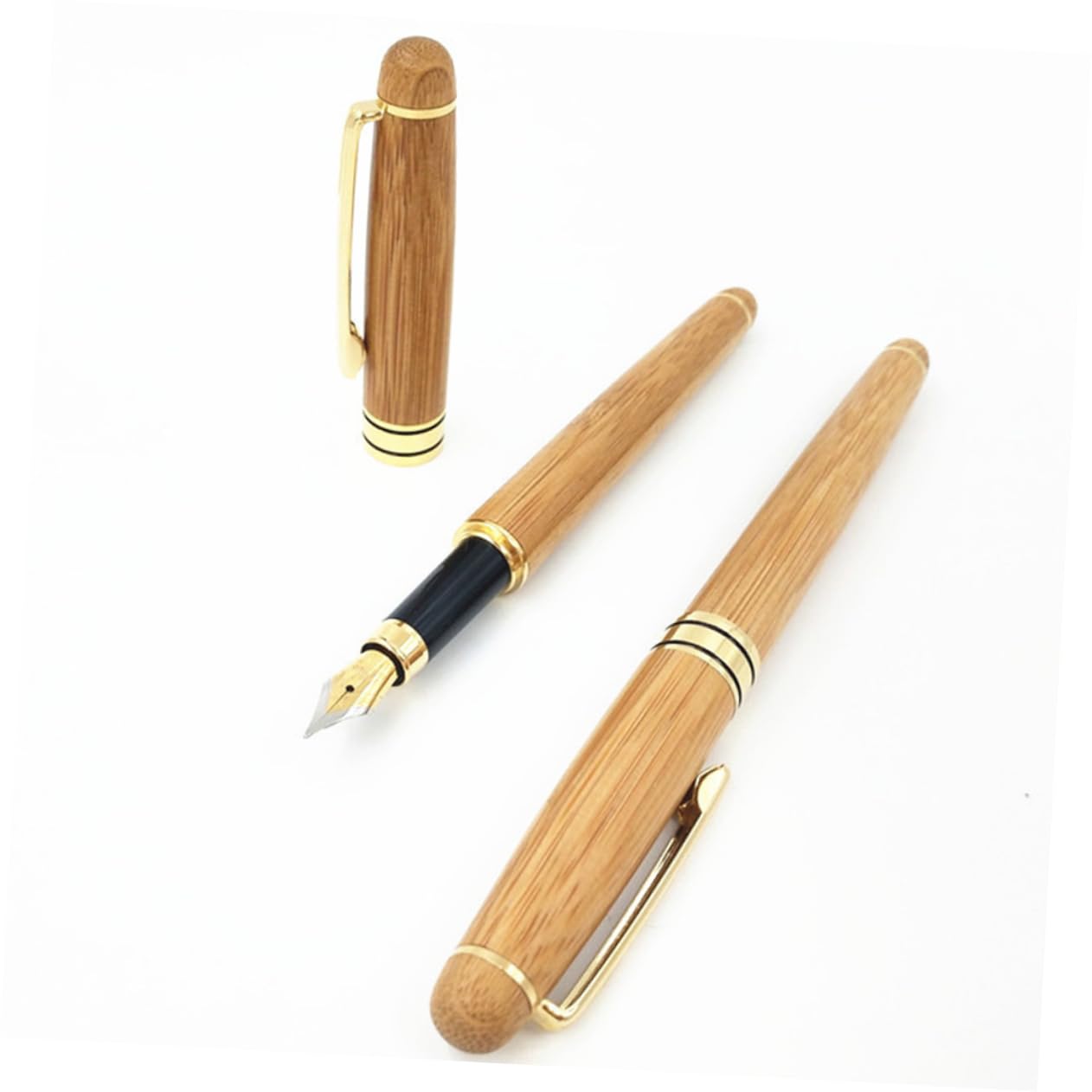 4 Sätze Stift-set Büro Stift Schreibstift Tragbare Signierstifte Etui Füllfederhalter Für Kalligrafie Kalligraphie-übungsstift Tintenstift Reisestift Bambus Brown