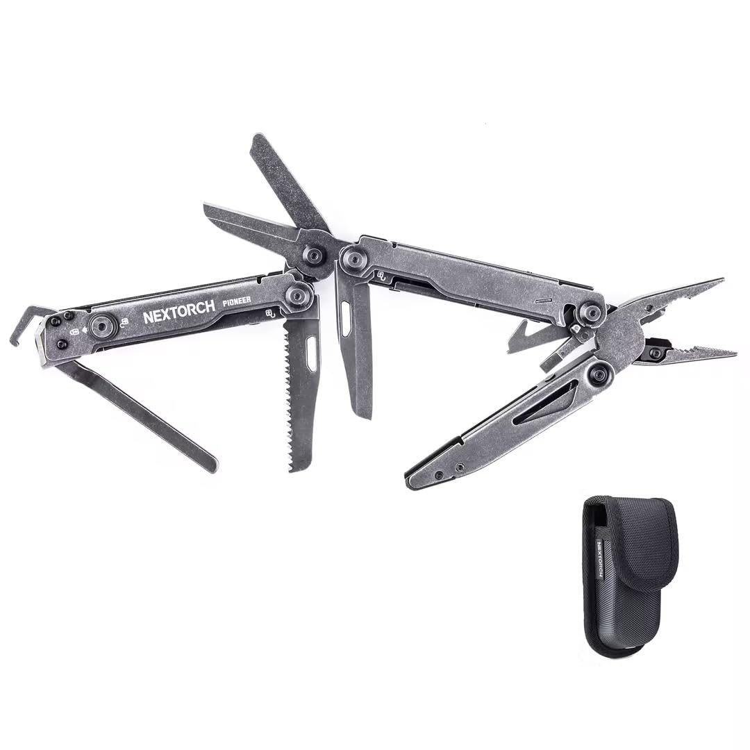 NEXTORCH PIONEER 14-IN-1 Multi-tools Full-Size,Versatile Multi-tool Set with Scissors Needle Nose Pliers Pocket Clip Multi-tool (STONE WASHED FINISH)
