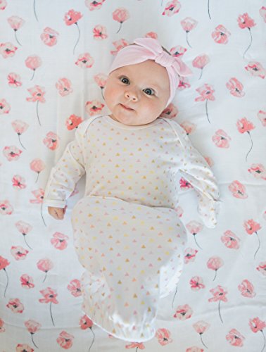 Image of SwaddleDesigns Softest Cotton Baby Pajama Gown with Foldover Mitten Cuffs for Infant Boy and Girl, Newborn, 0-3 Months