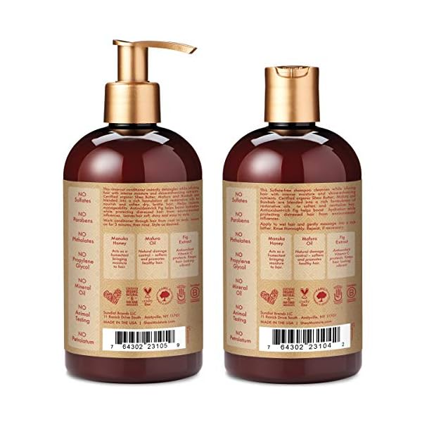 SheaMoisture-Manuka-Honey-Mafura-Oil-Intensive-Hydration-Shampoo-Conditioner-Set-of-2-13-fl-Oz-each Shea Moisture Shampoo and Conditioner Set, Manuka Honey, Mafura Oil, Baobab Oil & Fig Extract, Hydrate + Replenish, Vitamin C, Sulfate Free & Hair Color Safe, Deep Conditioning, 13 Fl Oz Ea