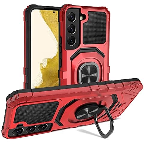 MP mypole Designed for Samsung Galaxy S22 5G Case,Armor Case for S22 5G(2022 Released) with Ring Holder Kickstand,Military Shockproof Case Compatible Car Mount for S22(6.1'',Red) Cover