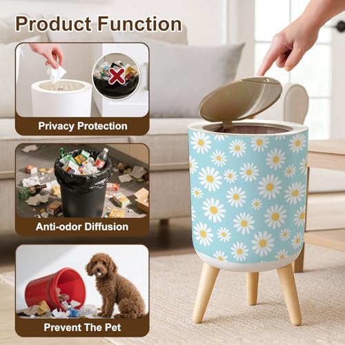 Caneca de basura redonda con tapa y patas 7L miniatura 6