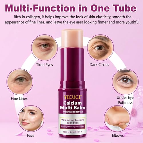 Calcium Multi Balm Stick – Koreanischer All-in-One Pflegestick mit Collagen. Feuchtigkeitsspendend, straffend und Anti-Aging für Augen, Hals & Gesicht