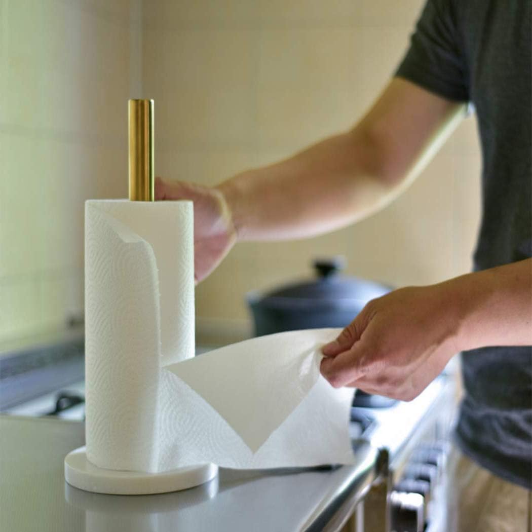 Stand-Up kitchen paper towel holder - with Marble Base,Easy One-Handed Tear for Livingroom, Bathroom, Countertop