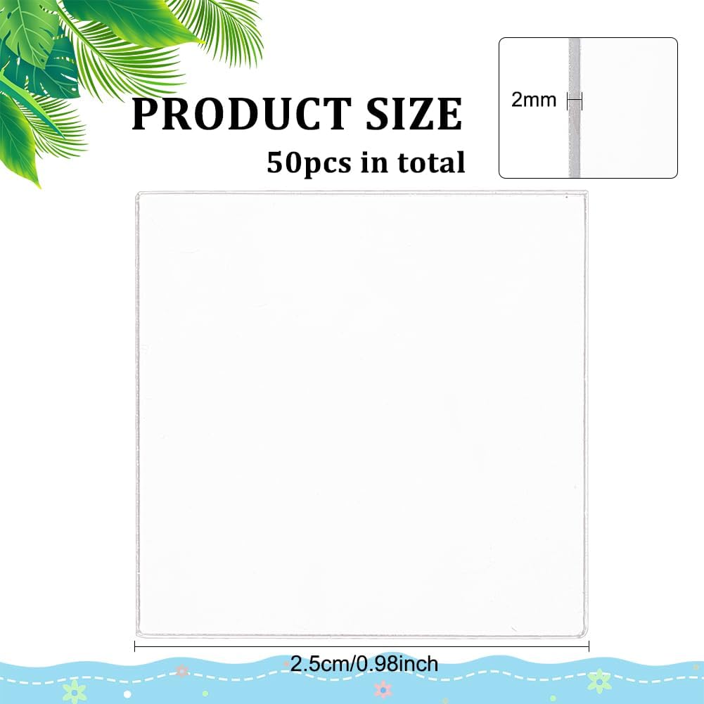 FINGERINSPIRE 50 Pcs Clear Miniature Bases 25x25mm Square Acrylic Action Figure Display Bases 2mm Thick Miniature Bases Blank Acrylic Mini Square Base for Miniatures Wargaming Boardgaming Collectible 50 Pcs - Square