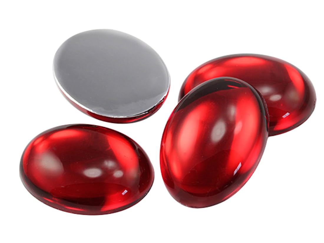 40x30mm Red Ruby H103 Large Flat Back Oval Acrylic Cabochons Rhinestones Plastic Gems Embellishments for Crafts, Costumes, Card Invitations, Jewelry, Cosplay - 4 Pieces — image 1