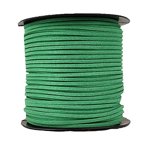 100 Yards Grass Green Flat Leather Cord Faux Suede Cord with Roll Spool,Jewelry Making,Gift Wrapping,Beading Craft Thread DIY Handmade Crafts Thread 2.9mm Width