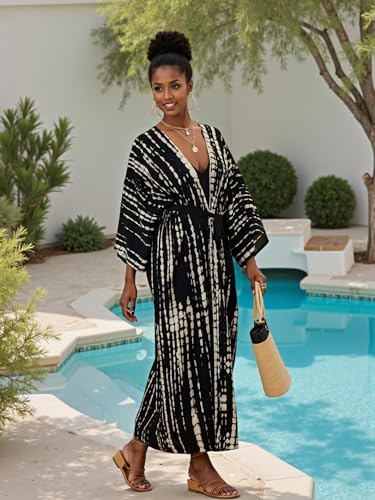Image of Women's Kimono Cover Up Long Beach Dress Swimsuit Cover Ups Colorful Cardigan Lightweight Robe for Swimwear