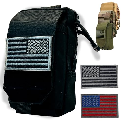 BellaVitas Tactical Molle Pouch Small Notebook Cover EDC Utility Bag Tool Pouch Phone Pouch Holder with US Flag Patch