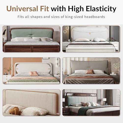 Image of Cotton Blend Moisture Wicking Bed Headboard Cover For King Size, Snug Fit Head Board Covers For Beds, Breathable And Washable Double Bed Back Cover, Universal Fit Headboard Slipcover (Brown)