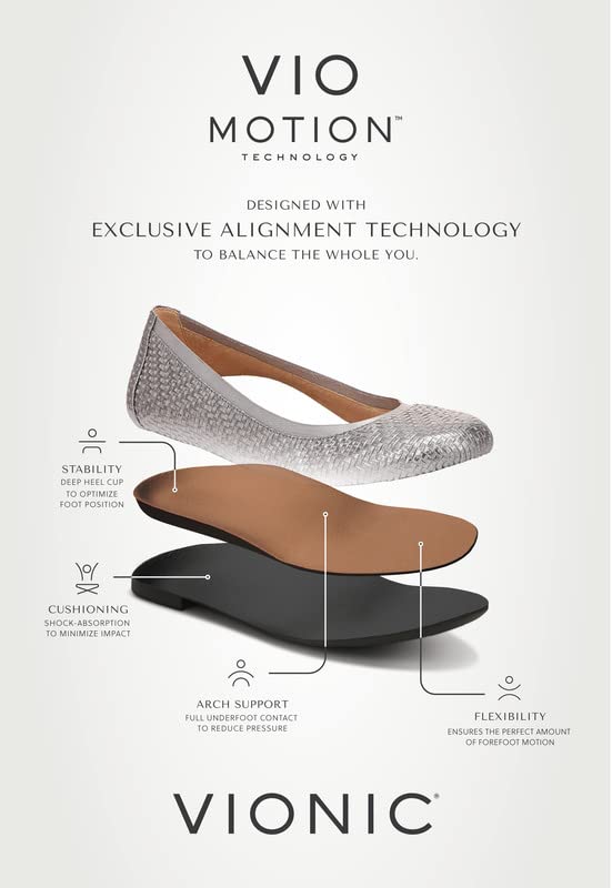Vionic Women’s Ballet Flat Anita- Supportive Round Toe Dress Shoes That Include a Built-in Arch Support Insole That Corrects Pronation and Helps Heel Pain Relief, Plantar Fasciitis, Sizes 5-123