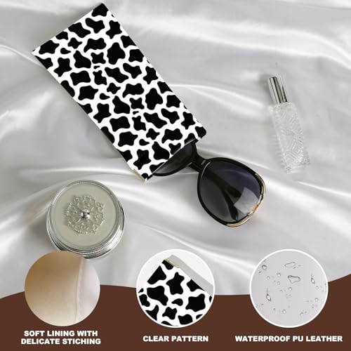 Image of Anikathy 2Pcs Sunglass Eyeglass Glasses Case Soft PU Leather with Cleaning Cloth Cute Glasses Pouch Bag for Men Women Girs