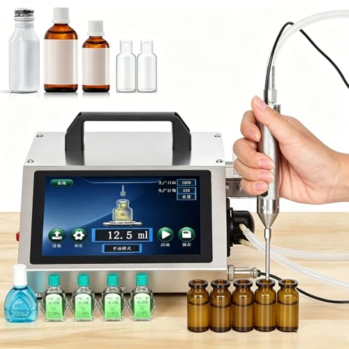CGLYYDS Máquina Llenadora De Líquidos (1-100 Ml) con Control Digital De Volumen Y Caudal De 140 Ml/Min; para Perfumes, Agua, Jugos, Aceites Esenciales Viscosos (3 Cabezales) HD1370