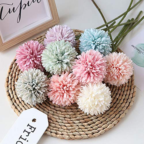 Artificial Flowers Chrysanthemum Ball Flowers Bouquet 10Pcs Present For Important People Glorious Moral For Home Office Coffee House Parties And Wedding(Milk White) #TOP4