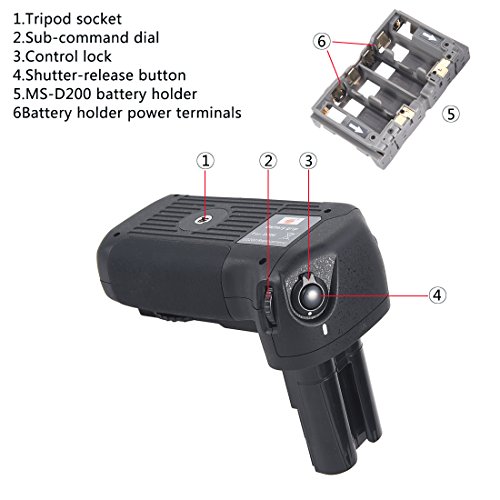 DSTE Multi-Puissance Vertical Batterie Poignée Titulaire Compatible pour Nikon D200 Fujifilm S5 Caméra comme MB-D200 avec 2-Pack EN-EL3E - Image 7