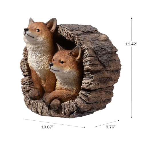 Pareja de zorros en tocón estatua exclusiva miniatura 3